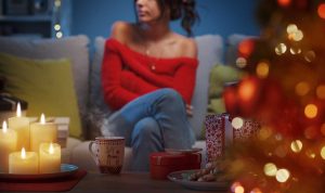 woman alone at Christmas without the kids