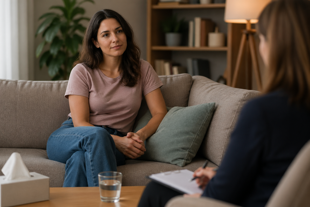 female with therapist