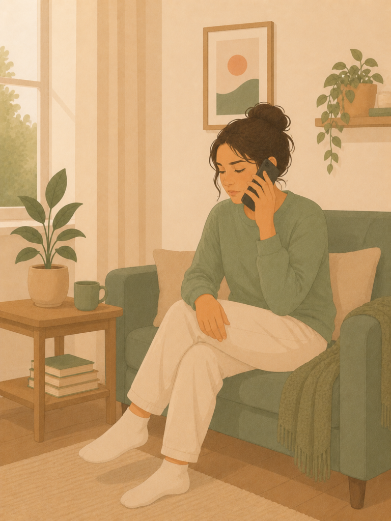 woman on phone making a Clare's Law request