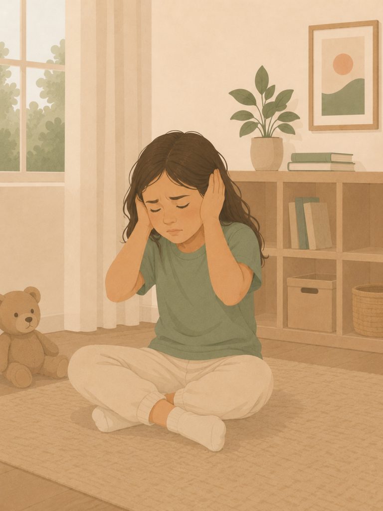children and domestic abuse - a child covering her ears